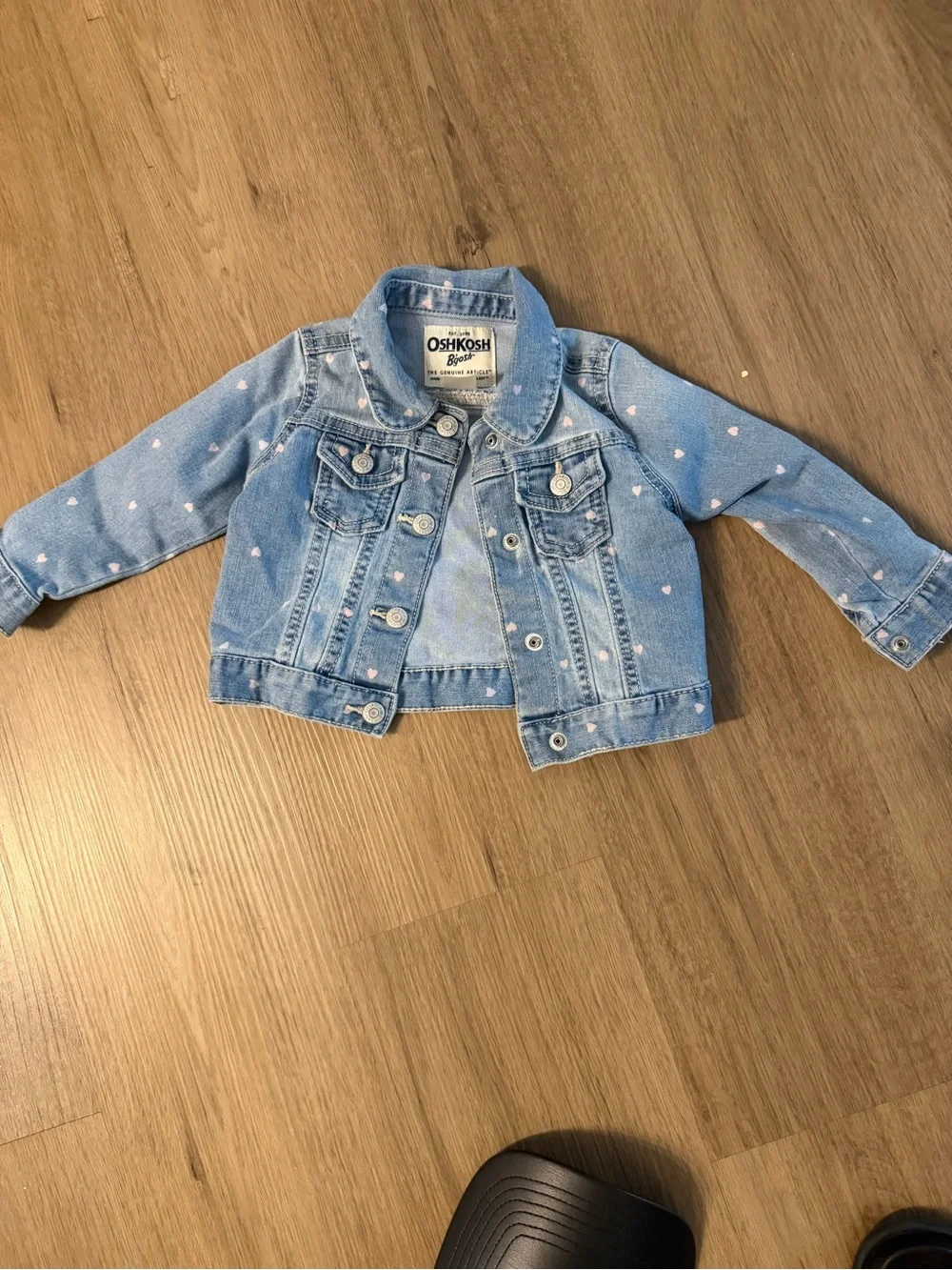 OshKosh B'gosh Light Blue Denim Jacket with Pink Heart Accents